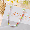 Bohemian Daisy Flower Glass Seed Beaded Necklaces with Alloy End Chains FS-WGC49A6-04-1