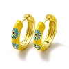 Daisy Flower Enamel Hoop Earrings EJEW-H091-02G-2