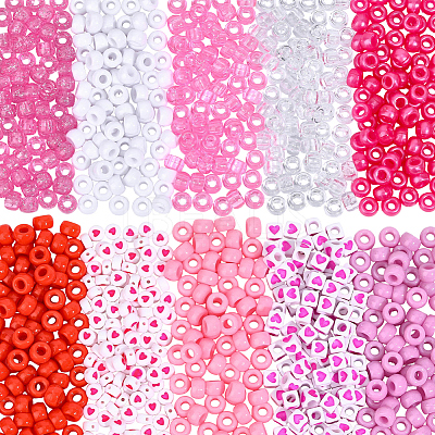 1200Pcs 10 Styles Opaque Plastic and  Opaque Acrylic Beads KY-PA0001-15A-1