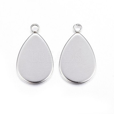 Tarnish Resistant 304 Stainless Steel Pendant Cabochon Settings STAS-P210-09P-01-1