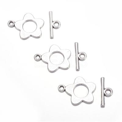 Flower Tibetan Style Alloy Toggle Clasps X-A0977Y-1