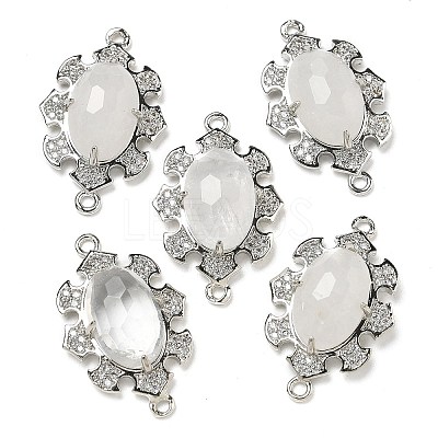 Natural Quartz Crystal Faceted Oval Connector Charms G-G181-06P-08-1