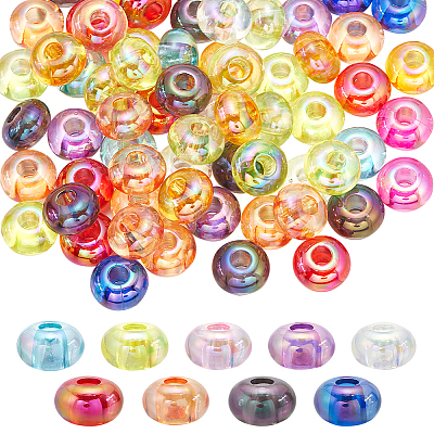 100Pcs Transparent Acrylic European Beads OACR-SC0001-75-1