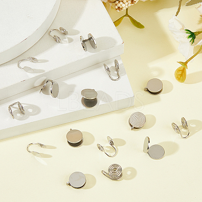 16Pcs 4 Styles Brass & 304 Stainless Steel Cuff Earrings EJEW-HS0001-18P-1