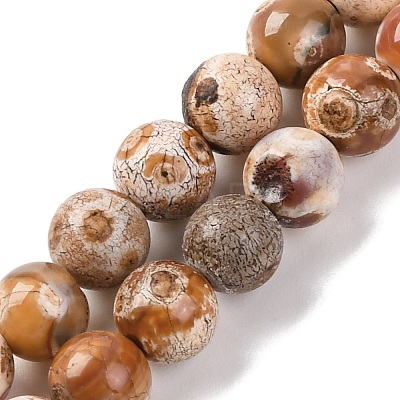 Natural Fire Crackle Agate Beads Strands G-G163-A01-01-1