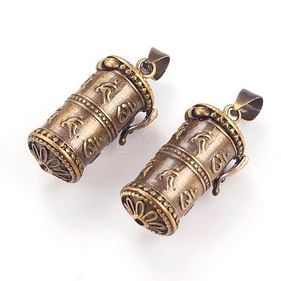 Brass Prayer Box Pendants KK-K176-16AB-1