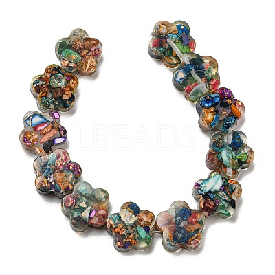 Dyed Natural Imperial Jasper with Resin Beads Strands G-G083-G05-01-1