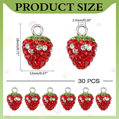 30Pcs Handmade Polymer Clay Rhinestone Pendants FIND-ME0002-75-1