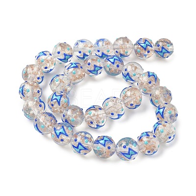 Luminous Handmade Enamel Gold Sand Glass Beads Strands LAMP-U004-08G-1