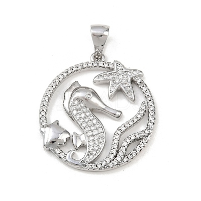 Ocean Brass Micro Pave Cubic Zirconia Pendants LS-KK-K411-04B-P-1