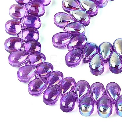 Electroplate Transparent Glass Beads Strands EGLA-N057-01A-09-1