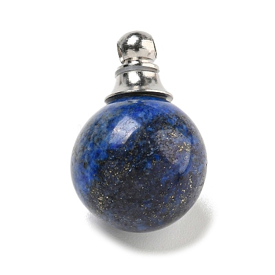 Natural Lapis Lazuli Perfume Bottle Pendants G-K338-22P-06-1