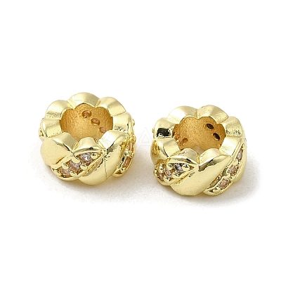 Rack Plating Brass Micro Pave Cubic Zirconia European Beads KK-F866-10G-1