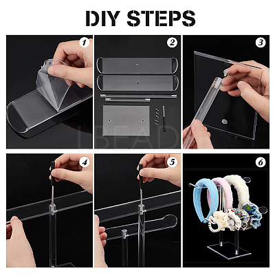 T-shaped Acrylic Headband Organizers ODIS-WH0001-37-1