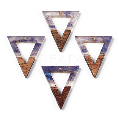 Transparent Resin & Walnut Wood Pendants LS-RESI-ZX017-42-1