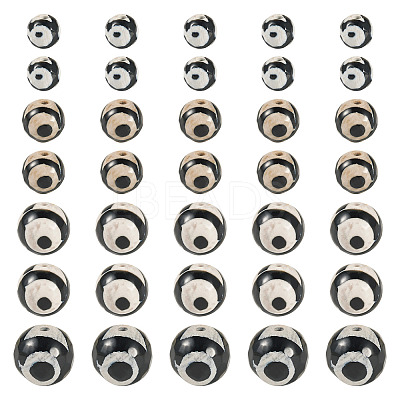 36Pcs 4 Styles Tibetan Style dZi 3-Eye Beads G-TA0002-68-1