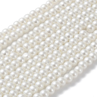 Baking Paint Pearlized Glass Pearl Round Bead Strands HY-Q003-4mm-01-1