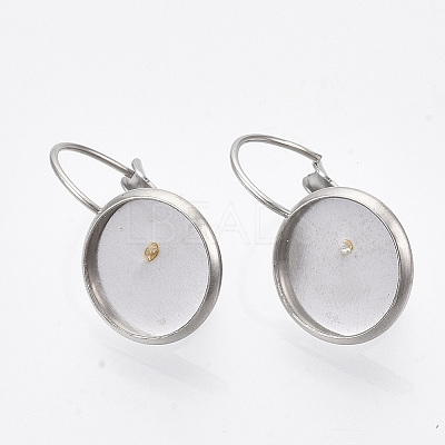 Tarnish Resistant Flat Round Tray Smooth Surface 304 Stainless Steel Leverback Earring Findings LS-X-STAS-R065-66-1
