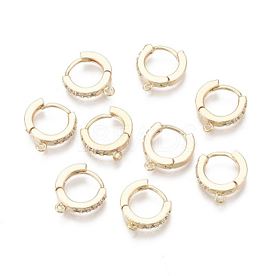 Brass Micro Pave Cubic Zirconia Huggie Hoop Earring Findings X-KK-T063-012-NF-1