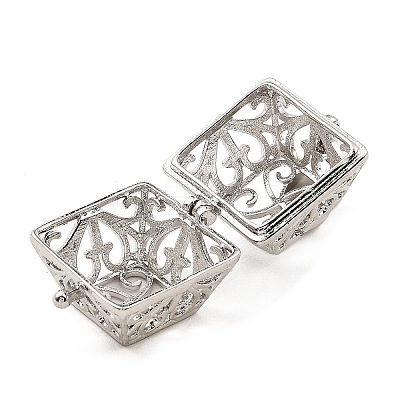 Rack Plating Brass Bead Cage Pendants KK-D025-01F-P-1