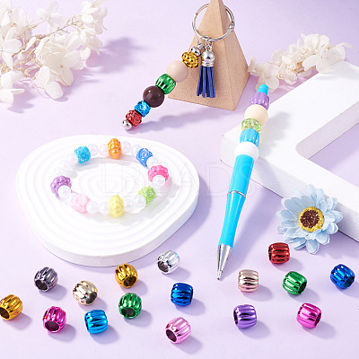 100Pcs UV Plating Opaque Acrylic European Beads PACR-TA0001-32B-1
