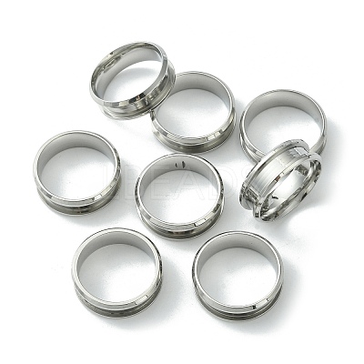 201 Stainless Steel Grooved Finger Ring Settings STAS-TAC0001-10D-P-1