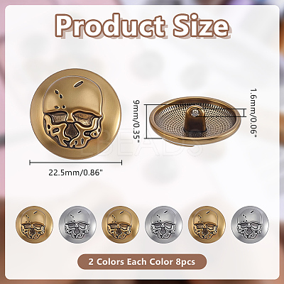8Pcs 2 Colors 1-Hole Alloy Shank Buttons BUTT-AR0001-40-1