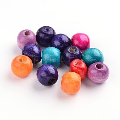 Dyed Natural Wood Beads WOOD-Q006-6mm-M-LF-1