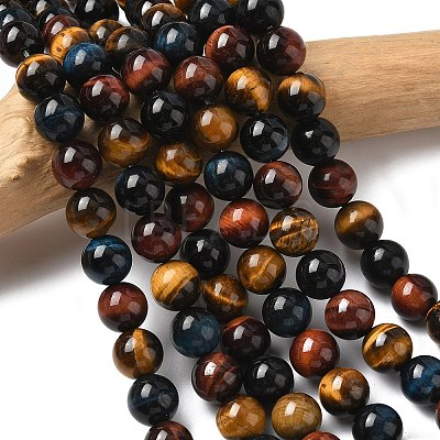 Natural Tiger Eye Beads Strands X-G-F173-14-10mm-1