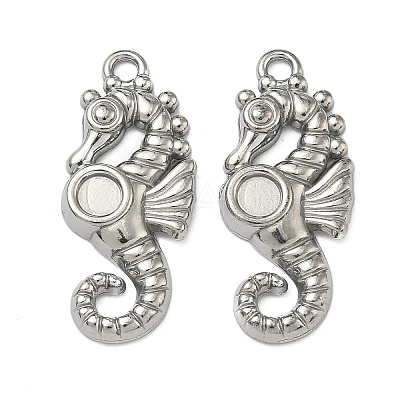 304 Stainless Steel Pendant Cabochon Settings STAS-P446-02P-1