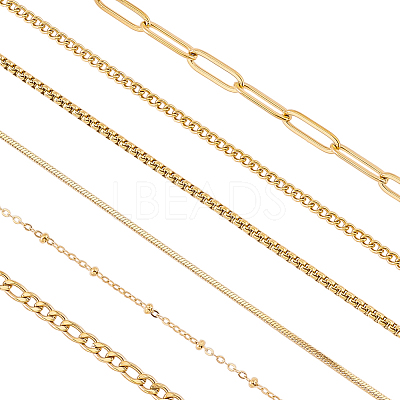6M 6 Styles 304 Stainless Steel Chains CHS-PH0001-09-1