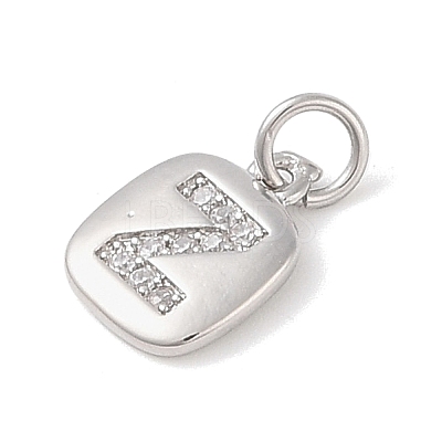 Rack Plating Brass Micro Pave CLear Cubic Zirconia Charms KK-E110-14P-Z-1