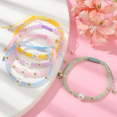 Natural & Dyed Malaysia Jade Braided Bead Bracelets BJEW-JB09988-1