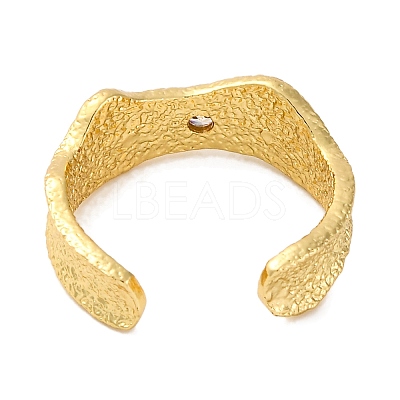 Rack Plating Brass Cubic Zirconia Open Cuff Rings for Women RJEW-S242-12G-1