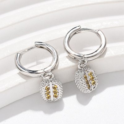 Brass Cubic Zirconia Hoop Earrings EJEW-Q015-01P-D-1