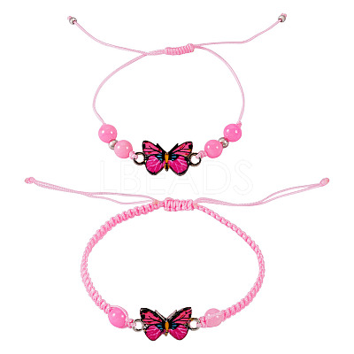 Adjustable Nylon Braided Bead Bracelets BJEW-TA00479-1
