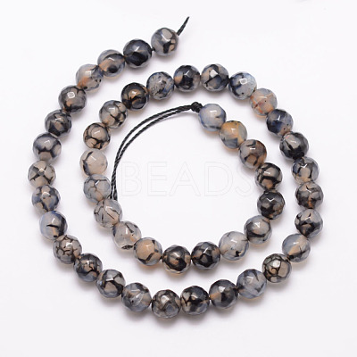 Natural Dragon Veins Agate Bead Strands G-K166-07F-8mm-04-1