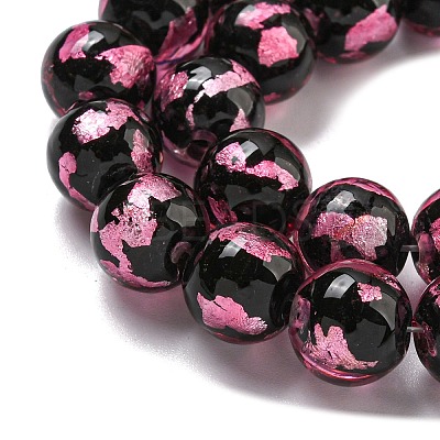 Handmade Silver/Gold Foil Lampwork Beads Strands LAMP-L079-07A-1