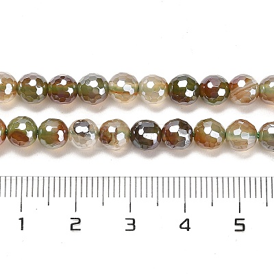 Electroplated Natural Agate Round Beads Strands G-L598-A01-01A-1