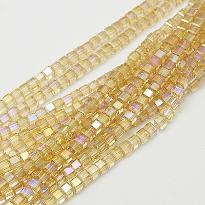 Electroplate Glass Beads Strands EGLA-D018-6x6mm-49-1