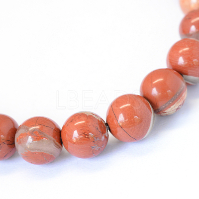 Natural Red Jasper Round Bead Strands X-G-E334-6mm-27-1