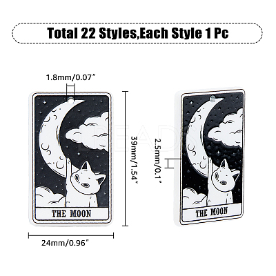 22Pcs 22 Style Tarot Theme Printed Acrylic Pendants MACR-HY0001-08-1