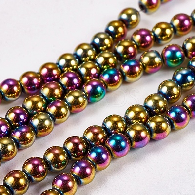Electroplate Non-magnetic Synthetic Hematite Beads Strands G-J169A-4mm-05-1