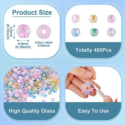 405Pcs Eletroplated Transparent Glass Beads GLAA-TA0003-66B-1