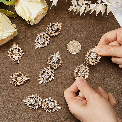 5Pcs Alloy & Crystal Rhinestone Snap Lock Clasps FIND-FH0008-91G-1