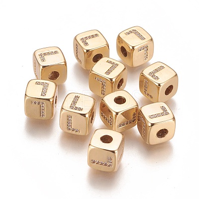Brass Micro Pave Cubic Zirconia Beads KK-K238-16G-L-1