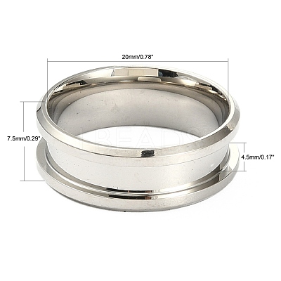 201 Stainless Steel Grooved Finger Ring Settings MAK-WH0007-16P-1