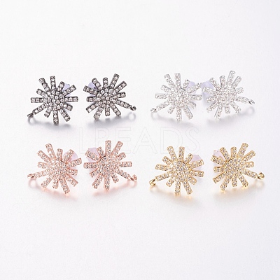 Brass Micro Pave Cubic Zirconia Stud Earring Findings ZIRC-E132-17-1