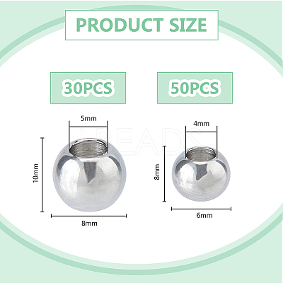 2 Style 304 Stainless Steel European Beads STAS-DC0015-67-1