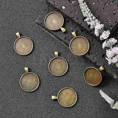 Tibetan Style Alloy Pendant Cabochon Settings X-TIBEP-Q045-048AB-NR-1